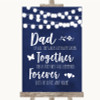 Navy Blue Watercolour Lights Dad Walk Down The Aisle Personalised Wedding Sign