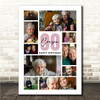 Photo Collage 90th Birthday Personalised Gift For 10-Photo Pink Print Or Canvas