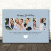 Photo Collage Blue 4-Photo Birthday Personalised Gift For Uncle Print Or Canvas