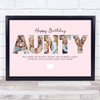 Photo Collage Pink 5-Photo Birthday Personalised Gift For Aunty Print Or Canvas