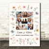 Photo Collage Valentine's Day Personalised Gift 9-Photo Floral Print Or Canvas