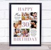 Photo Collage 30th Birthday Personalised Gift For Mum 6-Photo Print Or Canvas