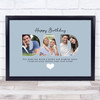 Photo Collage Blue 3-Photo Birthday Personalised Gift For Dad Print Or Canvas