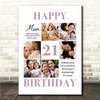 Photo Collage 21st Birthday Personalised Gift For Mum 6-Photo Print Or Canvas