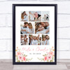 Photo Collage Wedding Personalised Gift 8-Photo Pink Floral Print Or Canvas