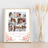 Photo Collage Wedding Personalised Gift 8-Photo Pink Floral Print Or Canvas