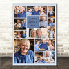 Photo Collage Father's Day Personalised Gift Blue 12-Photo Print Or Canvas