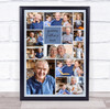 Photo Collage Father's Day Personalised Gift Blue 12-Photo Print Or Canvas