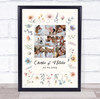 Photo Collage Wedding Personalised Gift 9-Photo Floral Print Or Canvas