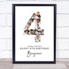 Photo Collage 10-Photo 4th Birthday Personalised Gift Print Or Canvas