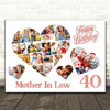 Photo Collage 40th Birthday Gift For Mother-In-Law 20-Photo s Print Or Canvas