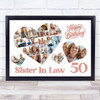 Photo Collage 50th Birthday Gift For Sister-In-Law 20-Photo s Print Or Canvas