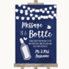 Navy Blue Watercolour Lights Message In A Bottle Personalised Wedding Sign