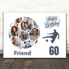 Photo Collage 60th Birthday Gift For Friend 14-Photo Football Print Or Canvas