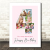 Photo Collage 7-Photo 4th Birthday Custom Gift For Girls Pink Print Or Canvas