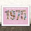 Photo Collage Pink Birthday Gift For Niece 22-Photo Year 1975 Print Or Canvas