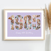 Photo Collage Purple Birthday Gift For Her 22-Photo Year 1985 Print Or Canvas