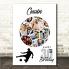 Photo Collage 30th Birthday Gift For Cousin 14-Photo Football Print Or Canvas