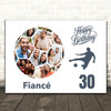 Photo Collage 30th Birthday Gift For Fiancé 14-Photo Football Print Or Canvas