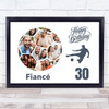 Photo Collage 30th Birthday Gift For Fiancé 14-Photo Football Print Or Canvas