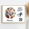 Photo Collage 30th Birthday Gift For Fiancé 14-Photo Football Print Or Canvas