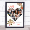 Photo Collage Christmas Gift For Anyone 14-Photo Heart Floral Print Or Canvas