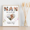 Photo Collage Gift For Nan Mother's Day 4-Photo Heart Floral Print Or Canvas