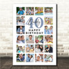 Photo Collage 40th Birthday Gift For Daddy 20-Photo Portrait Print Or Canvas Photo Collage 40th Birthday Gift For Daddy 20-Photo Portrait Print Or Canvas