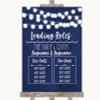 Navy Blue Watercolour Lights Who's Who Leading Roles Personalised Wedding Sign