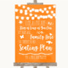 Orange Watercolour Lights All Family No Seating Plan Personalised Wedding Sign