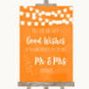 Orange Watercolour Lights Blow Bubbles Personalised Wedding Sign