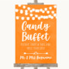 Orange Watercolour Lights Candy Buffet Personalised Wedding Sign