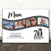 Photo Collage 70th Birthday Gift For Mum 4-Photo Camera Film Print Or Canvas