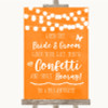 Orange Watercolour Lights Confetti Personalised Wedding Sign