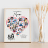 Photo Collage 80th Birthday Gift For Mum 16-Photo Pink Heart Print Or Canvas