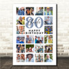 Photo Collage 80th Birthday Gift For Uncle 20-Photo Portrait Print Or Canvas
