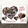 Photo Collage 90th Birthday Gift For Fiancée 20-Photo Hearts Print Or Canvas Photo Collage 90th Birthday Gift For Fiancée 20-Photo Hearts Print Or Canvas