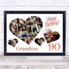 Photo Collage 90th Birthday Gift For Grandma 20-Photo Hearts Print Or Canvas