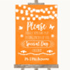 Orange Watercolour Lights Don't Post Photos Online Social Media Wedding Sign