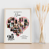 Photo Collage 90th Birthday Gift For Nan 16-Photo Pink Heart Print Or Canvas