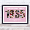 Photo Collage Pink Birthday Gift For Wife 24-Photo Year 1935 Print Or Canvas