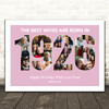 Photo Collage Pink Birthday Gift For Wife 27-Photo Year 1926 Print Or Canvas