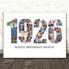 Photo Collage White 22-Photo Birthday Gift For Him Year 1926 Print Or Canvas