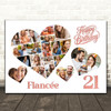 Photo Collage 21st Birthday Gift For Fiancée 20-Photo Hearts Print Or Canvas