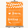 Orange Watercolour Lights Heaven Loved Ones Personalised Wedding Sign