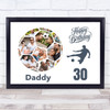 Photo Collage 30th Birthday Gift For Daddy 14-Photo Football Print Or Canvas