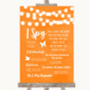 Orange Watercolour Lights I Spy Disposable Camera Personalised Wedding Sign