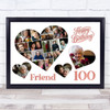 Photo Collage 100th Birthday Gift For Friend 20-Photo Hearts Print Or Canvas