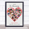 Photo Collage Tin 10th Wedding Anniversary Gift 16-Photo Red Print Or Canvas