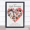 Photo Collage Wood 5th Wedding Anniversary Gift 16-Photo Red Print Or Canvas